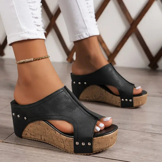 Faith | Elegant Rubber Sole Buckle Wedge Sandals
