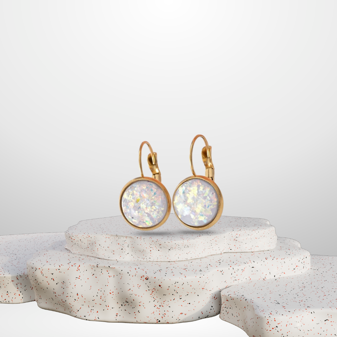Vintage Opal Gold Earrings