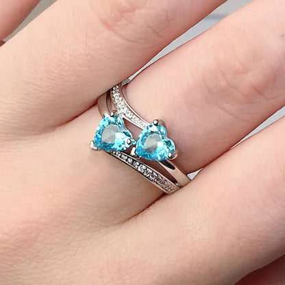 Double Hearted Zirconia Ring