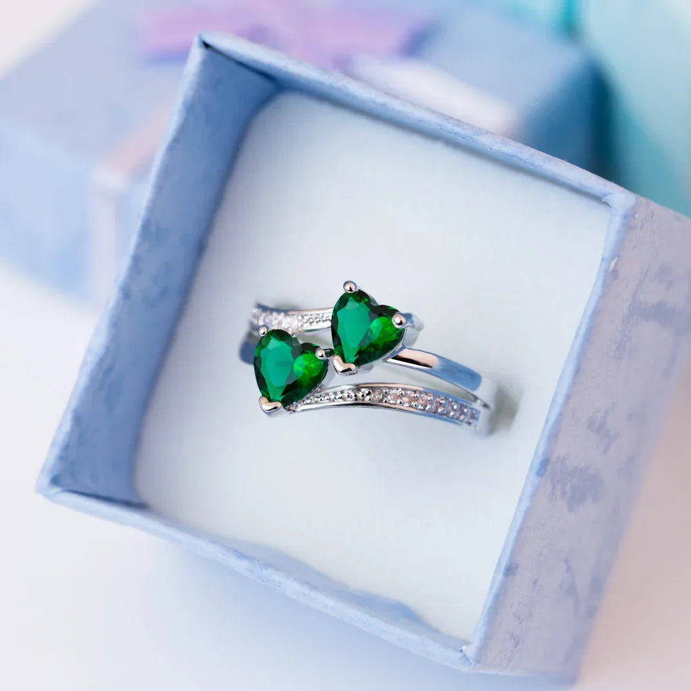 Double Hearted Zirconia Ring