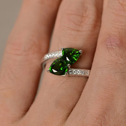 Double Hearted Zirconia Ring