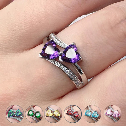 Double Hearted Zirconia Ring