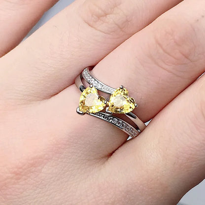 Double Hearted Zirconia Ring