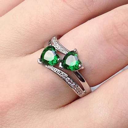Double Hearted Zirconia Ring