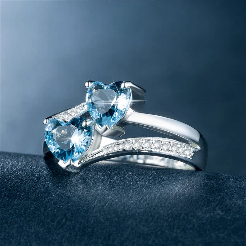 Double Hearted Zirconia Ring