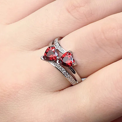 Double Hearted Zirconia Ring