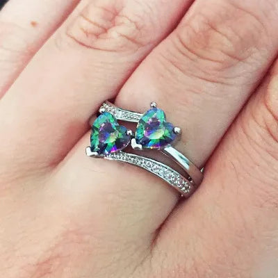 Double Hearted Zirconia Ring