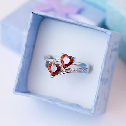 Double Hearted Zirconia Ring