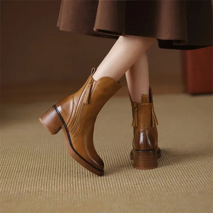 Aurora | Leather Ankle Boots with Zip