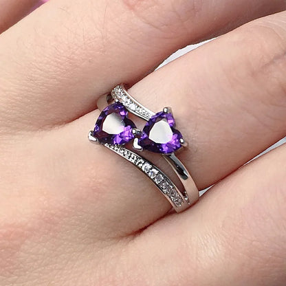 Double Hearted Zirconia Ring