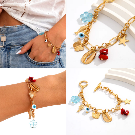 Golden Charm Dangle Bracelet