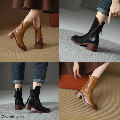 Aurora | Leather Ankle Boots with Zip