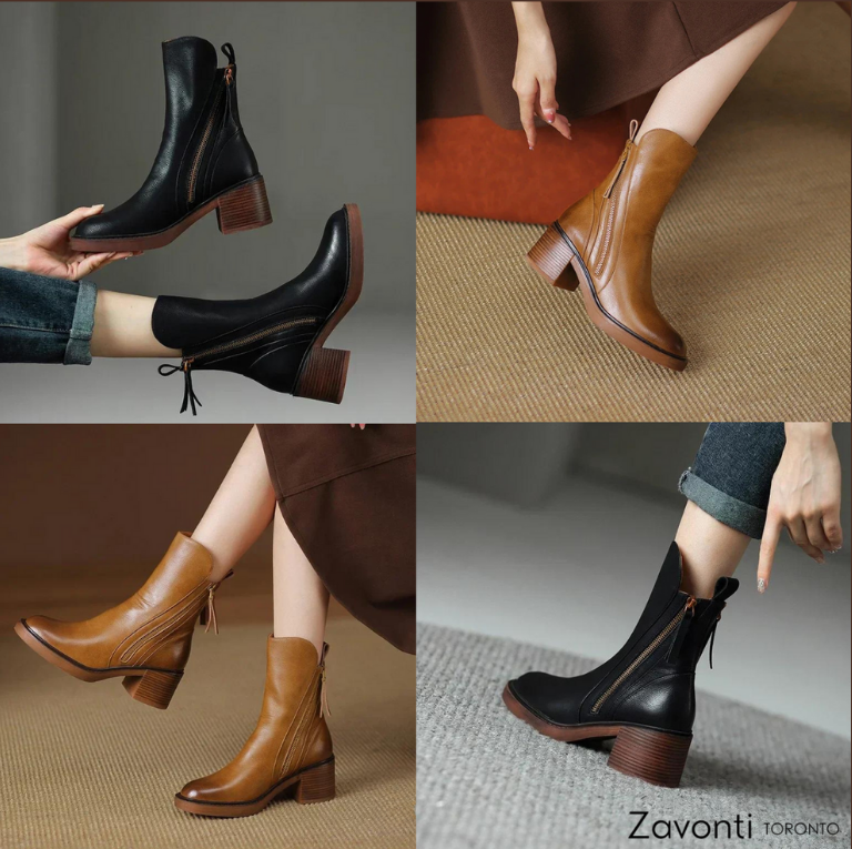 Aurora | Leather Ankle Boots with Zip