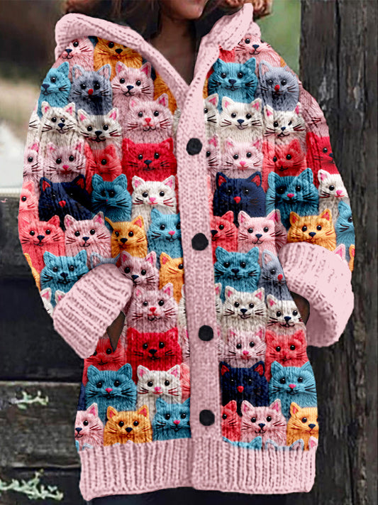 Cats Cozy Hoodie Cardigan