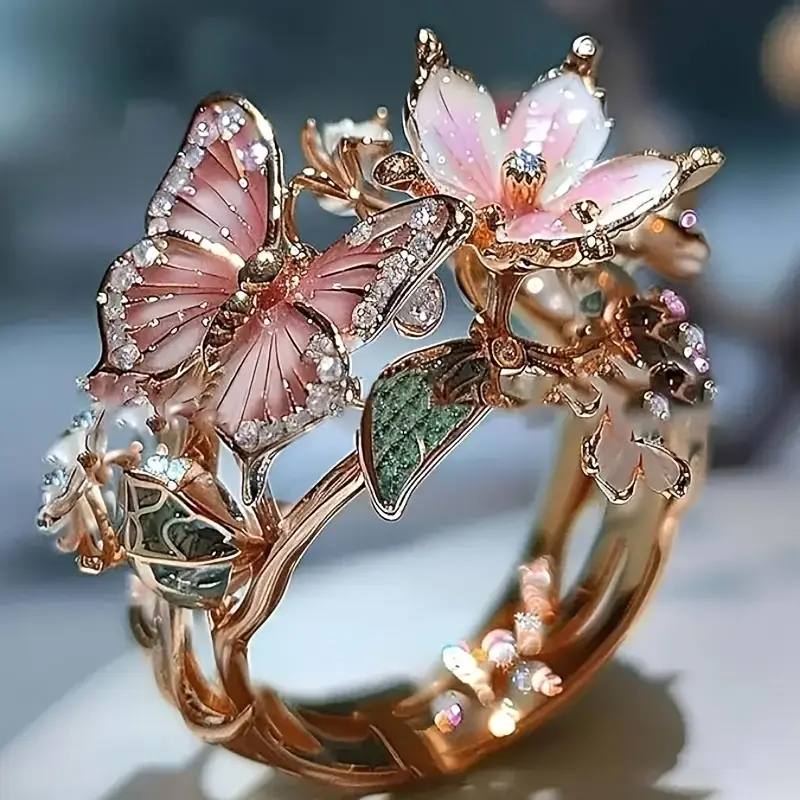 Amber Bright Butterfly Zirconia Ring